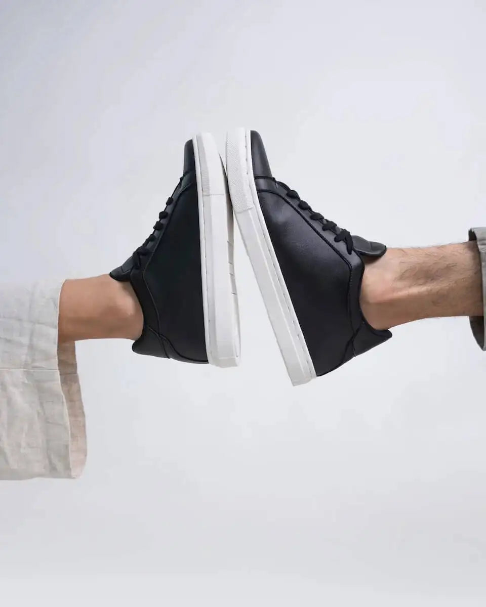 Mercury Black elevator sneakers with white soles. Stylish men's shoes that make you taller.