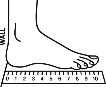 Black silhouette of a foot outline on a ruler.