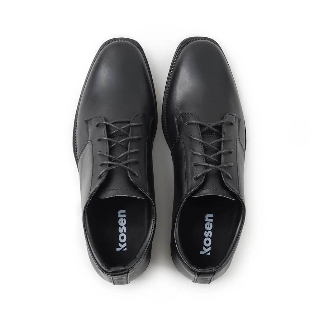 Top view of Jupiter Black elevator dress shoes showing cushioned lining and hidden 2.3 inch height structure.
