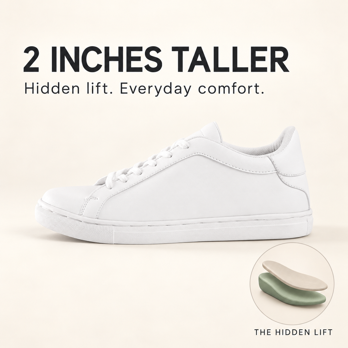 mercury white with a 2-inch height boost and Kosen hidden insole layers