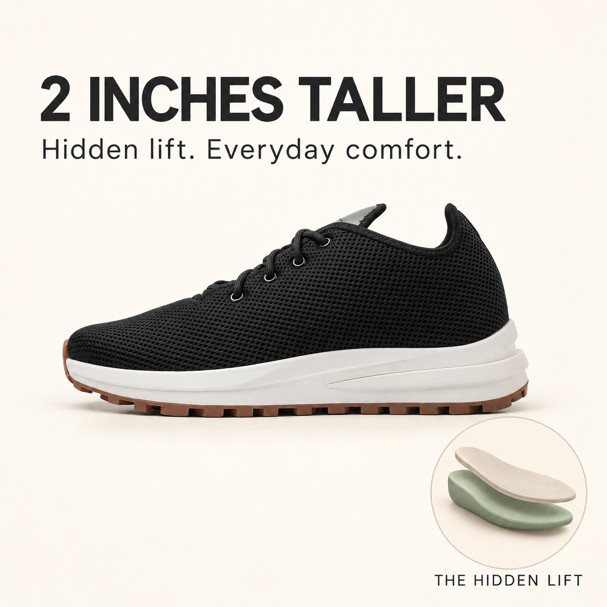 venus black with a 2-inch height boost and Kosen hidden insole layers