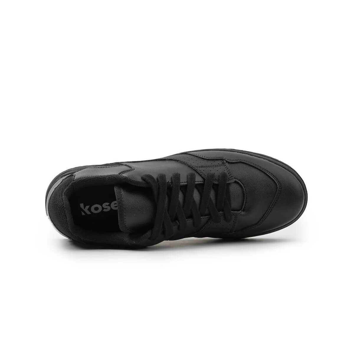 Top view of Mars Black elevator sneakers showing cushioned lining and hidden height structure.