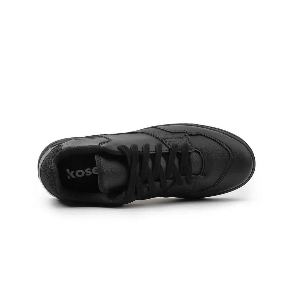 Top view of Mars Black elevator sneakers showing cushioned lining and hidden height structure.