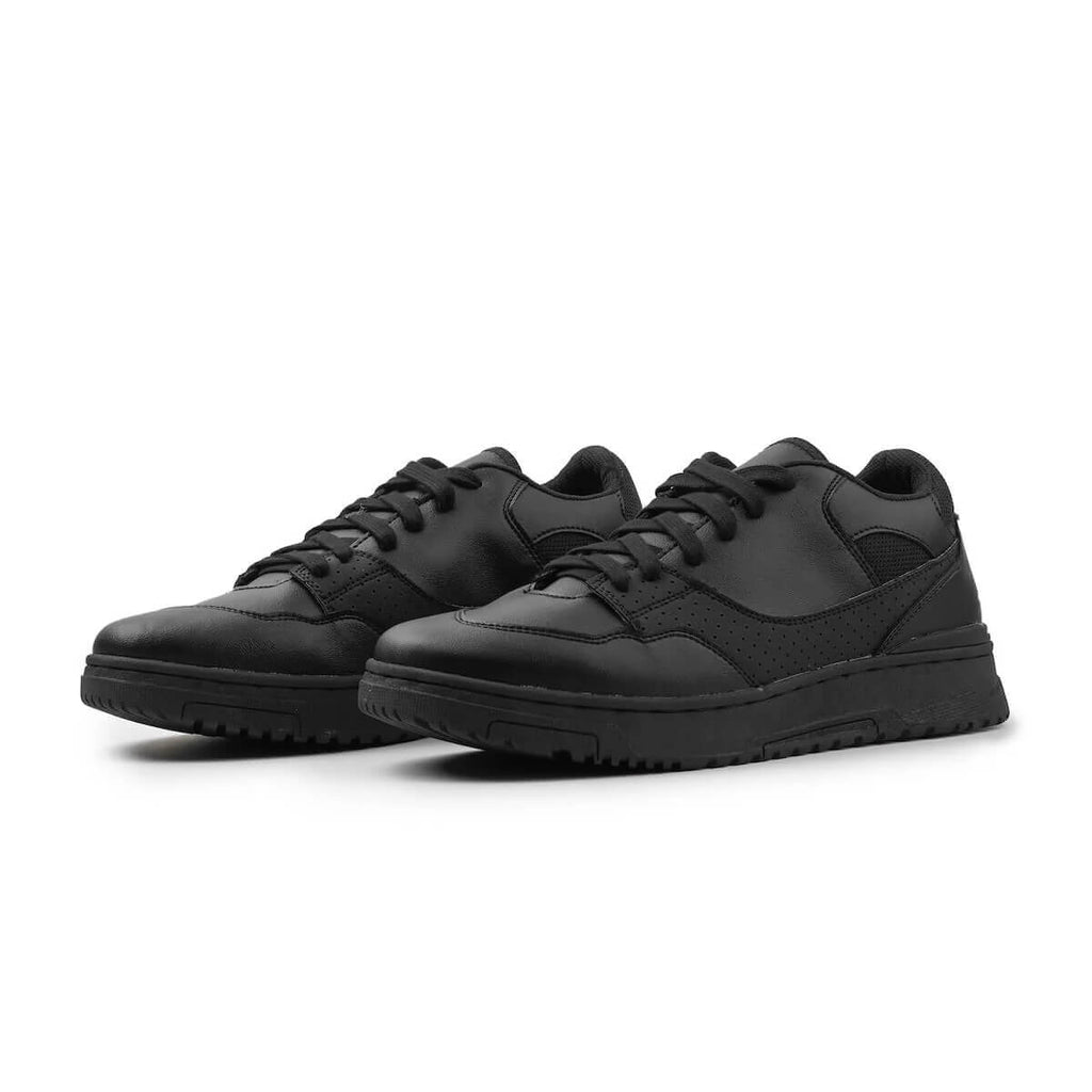 Pair of Mars Black elevator sneakers. Robust black urban sneakers with invisible 2 inch lift.