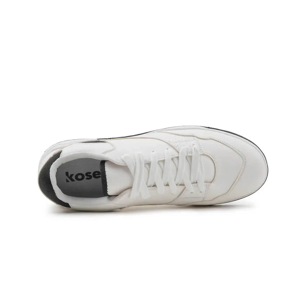 Top view of Mars White elevator sneakers showing cushioned lining and hidden height increasing structure.