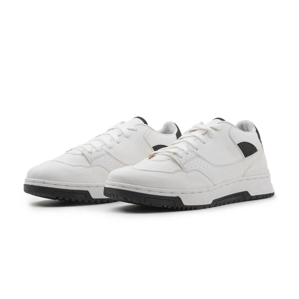 Pair of Mars White elevator sneakers. Robust white urban sneakers with invisible 2 inch lift.