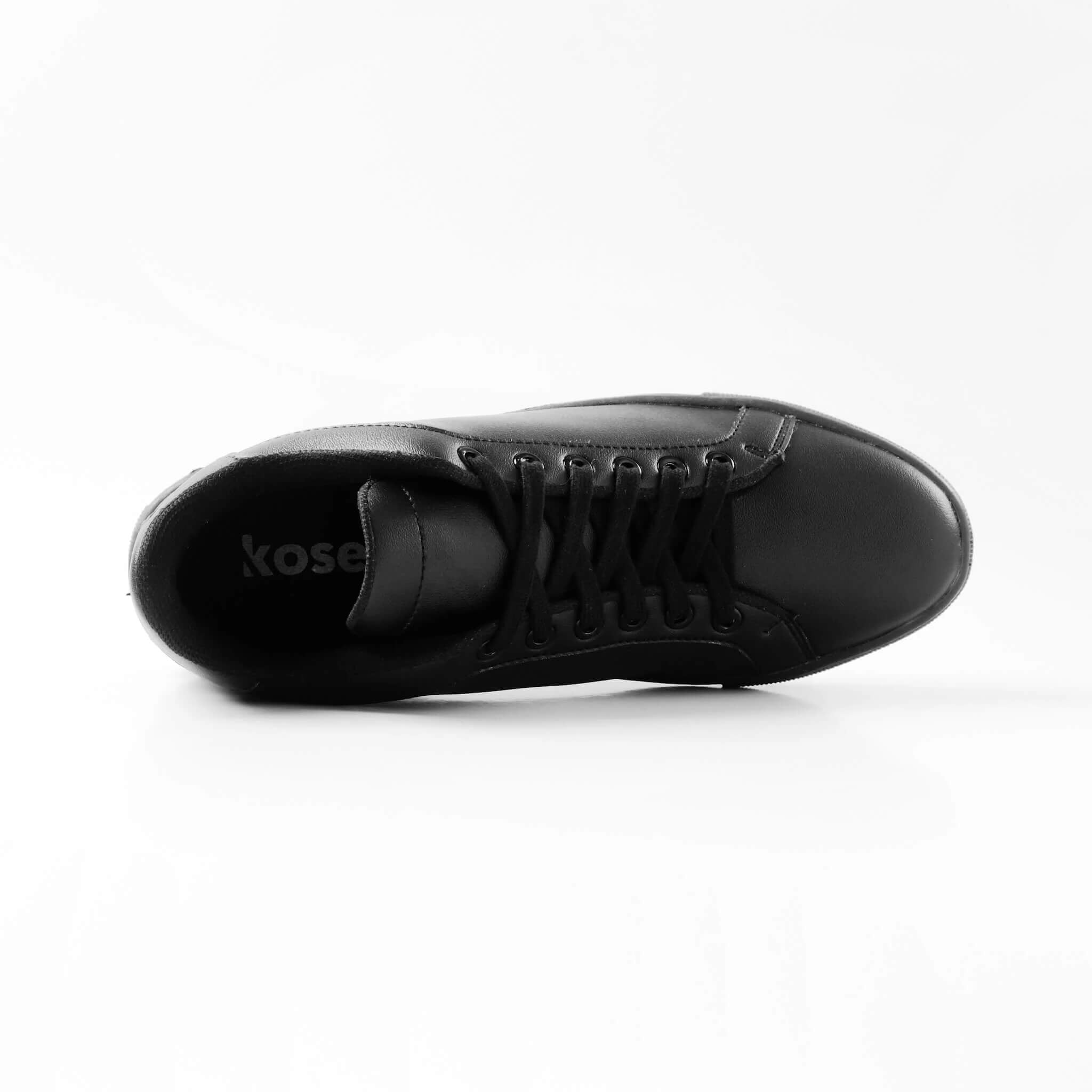 Inside view of Mercury All Black elevator sneakers showing comfortable lining and hidden 2 inch lift.