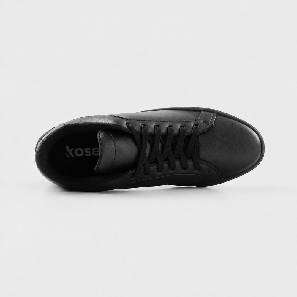 Inside view of Mercury All Black elevator sneakers showing comfortable lining and hidden 2 inch lift.