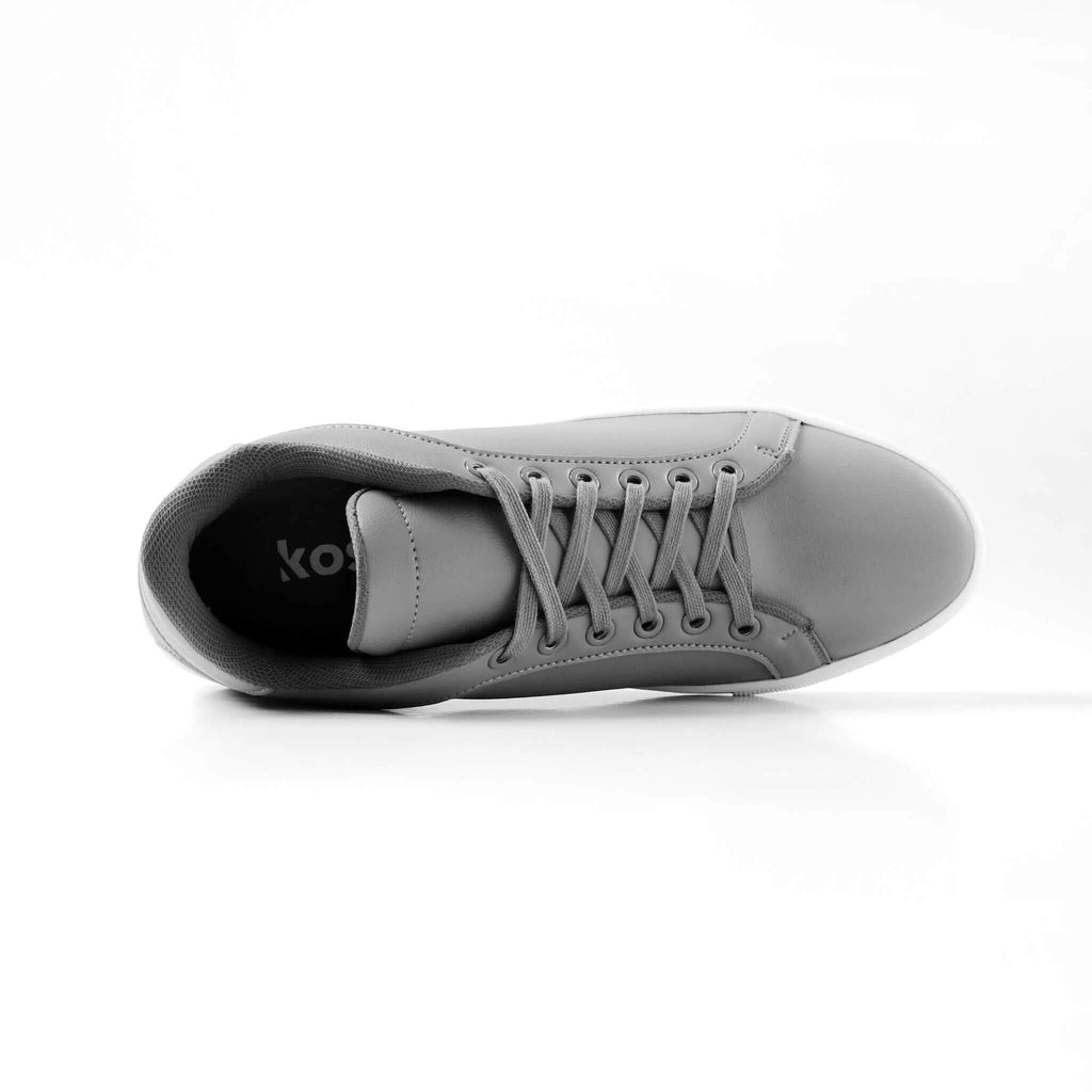 Top view of Mercury Gray elevator sneakers showing comfortable lining and hidden lift technology.