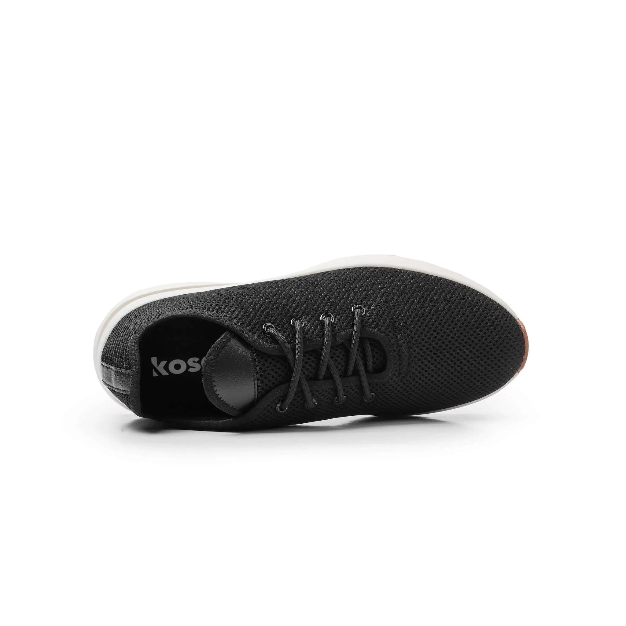 Top view of Venus Black elevator sneakers showing soft interior lining and hidden lift technology.