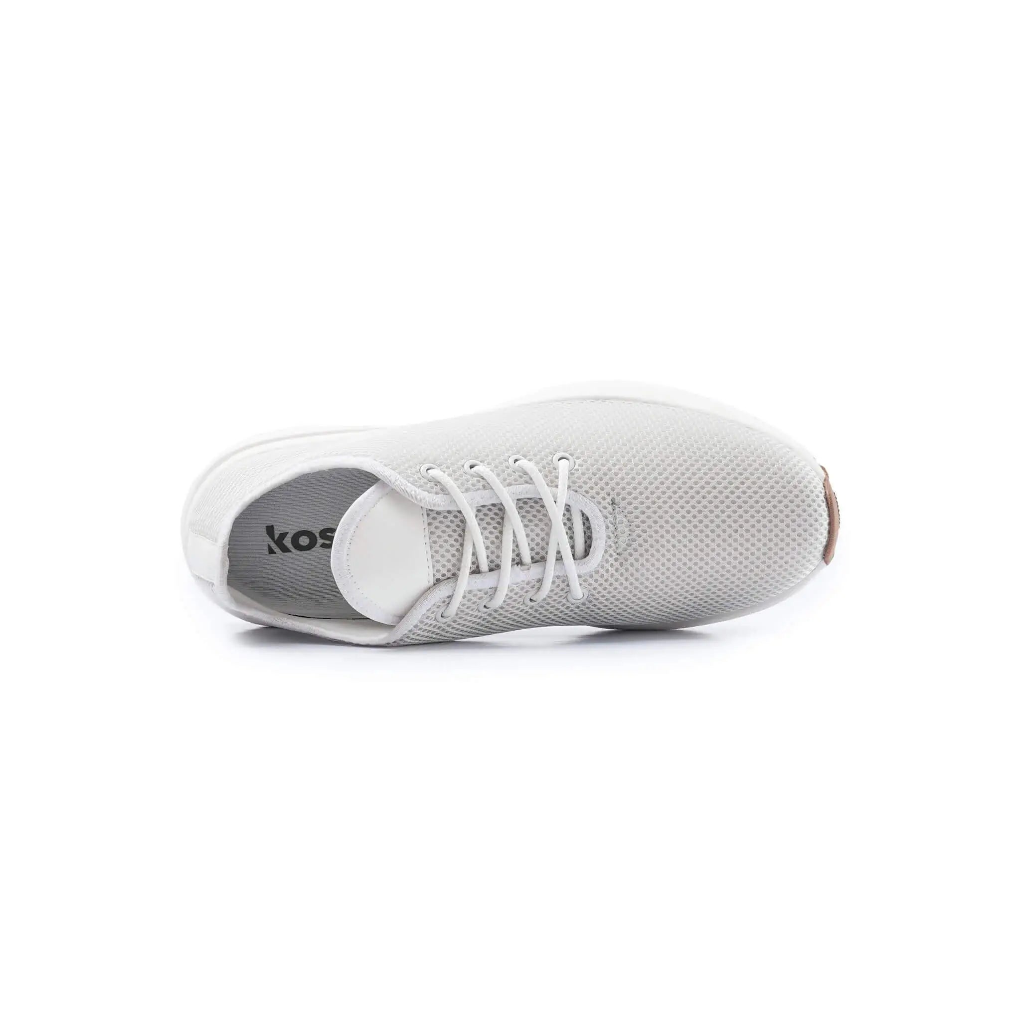 Top view of Venus White elevator sneakers showing cushioned lining and hidden lift technology.