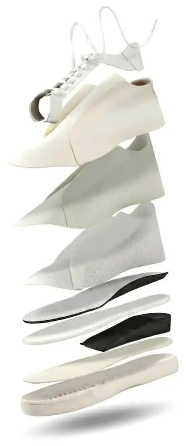 Kosen elevator sneaker cutaway showing hidden 2 inch height increasing insole technology.